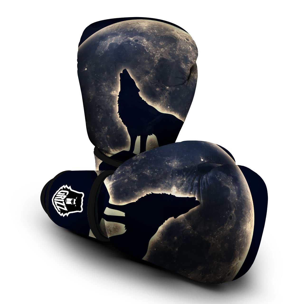 Wolf Moonlight Print Boxing Gloves-grizzshop