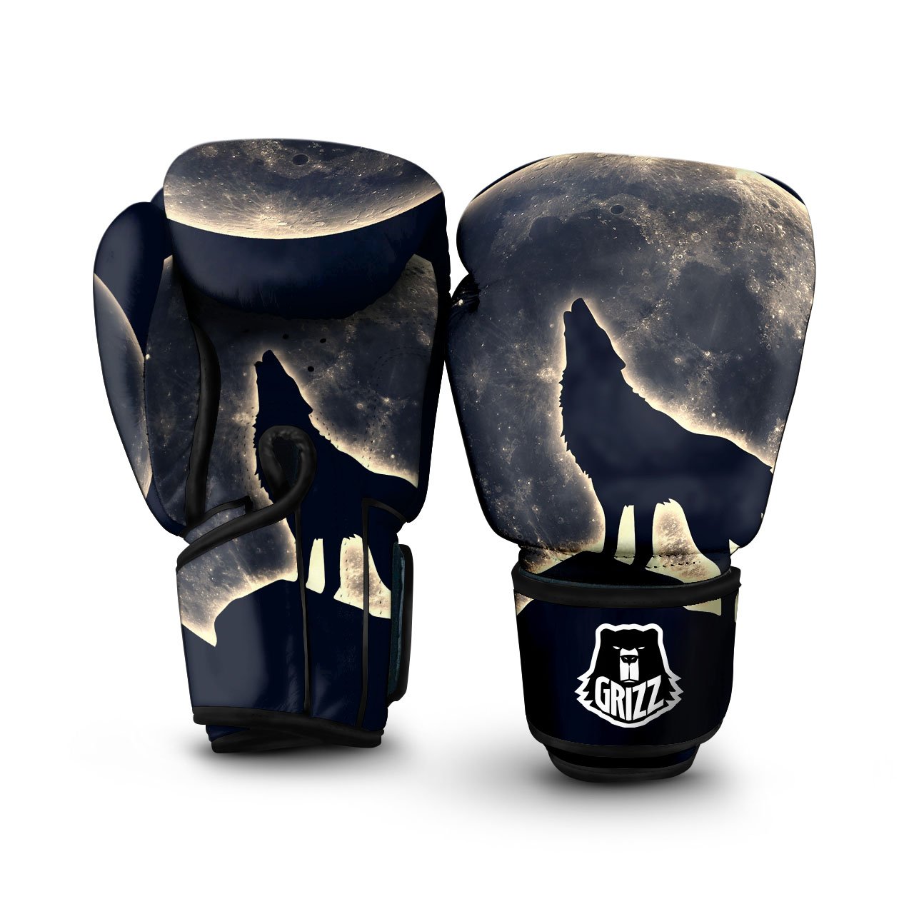 Wolf Moonlight Print Boxing Gloves-grizzshop