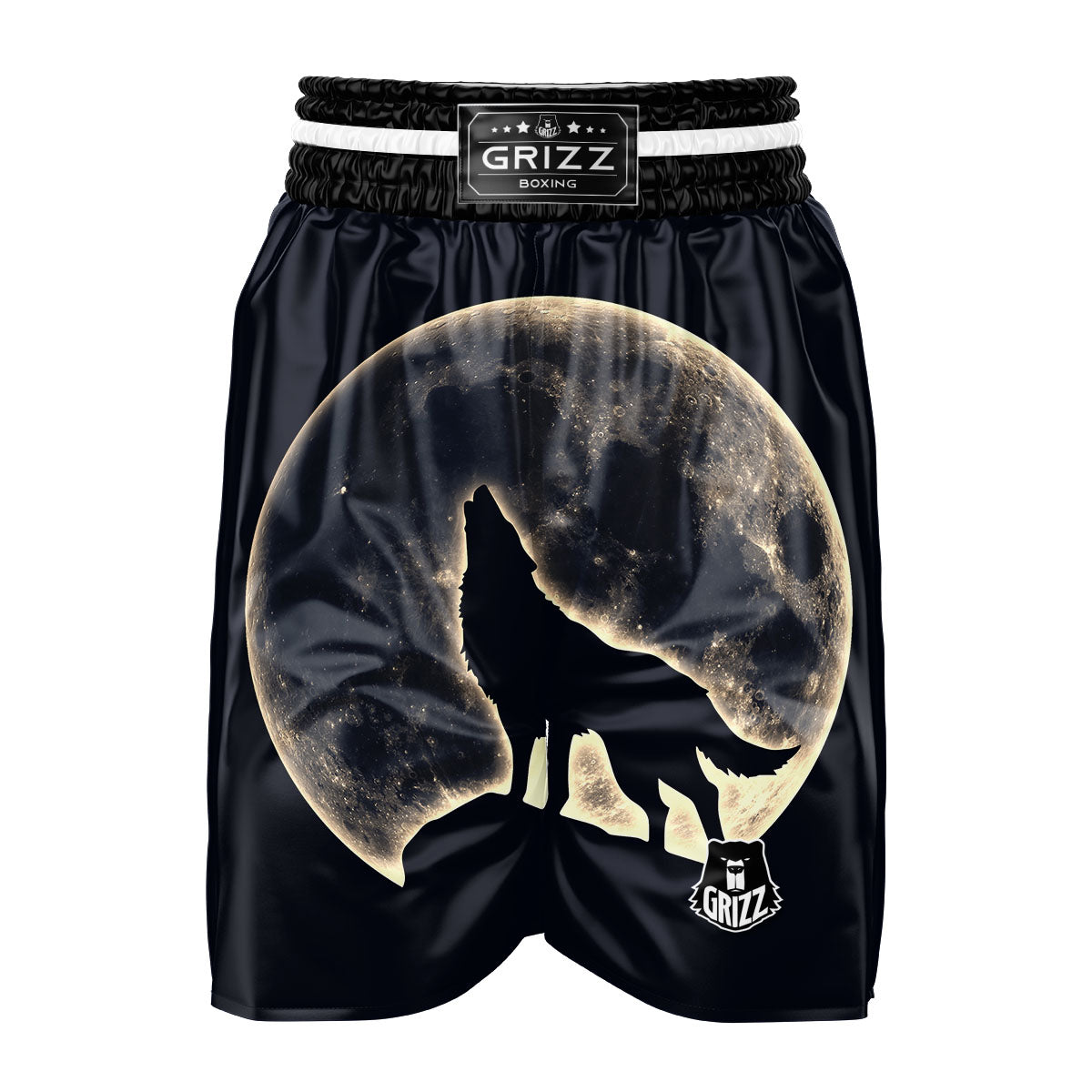 Wolf Moonlight Print Boxing Shorts-grizzshop
