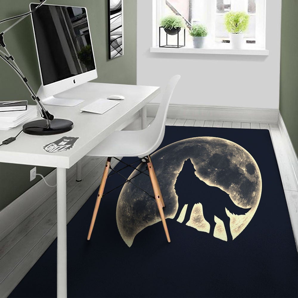 Wolf Moonlight Print Floor Mat-grizzshop