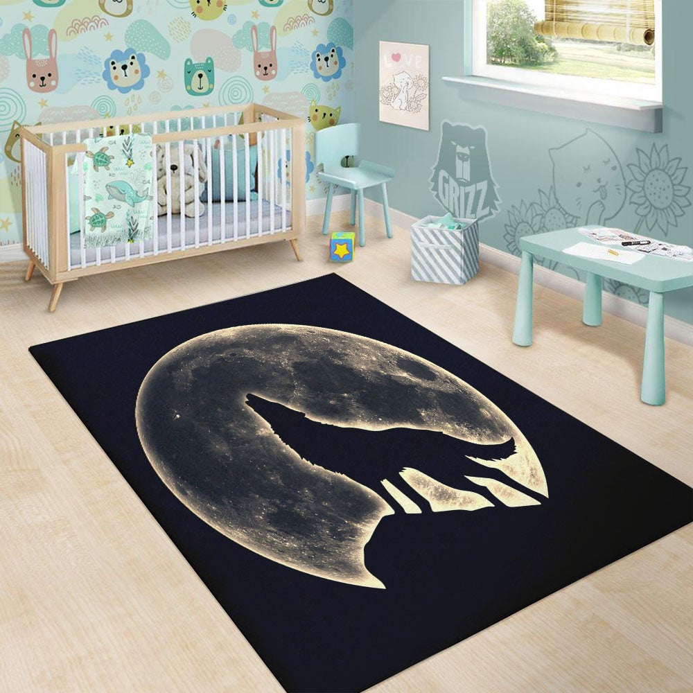 Wolf Moonlight Print Floor Mat-grizzshop