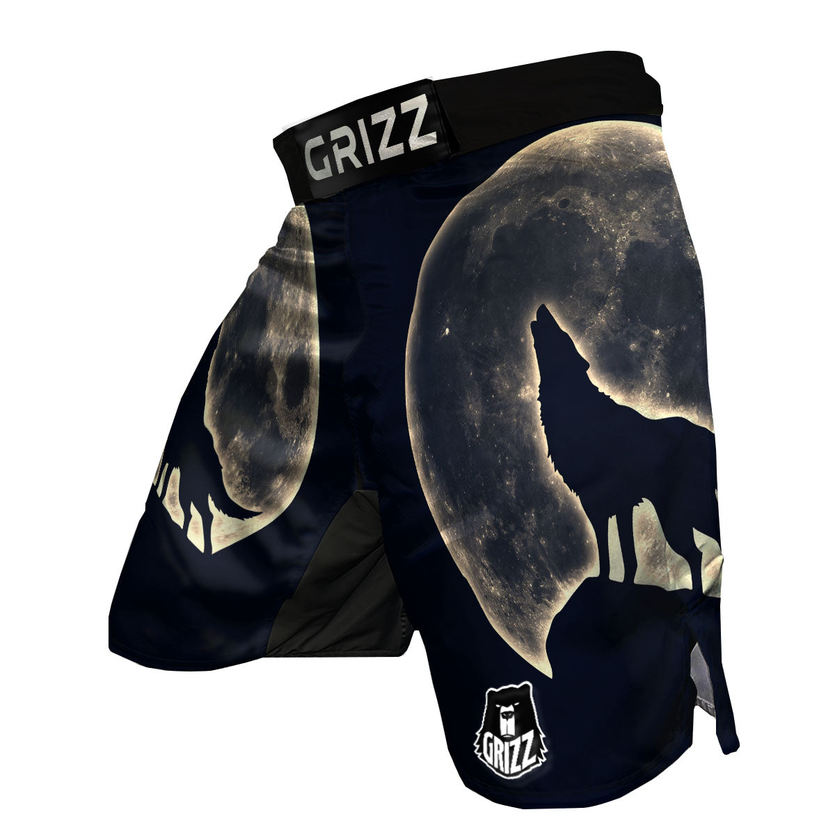 Wolf Moonlight Print MMA Shorts-grizzshop