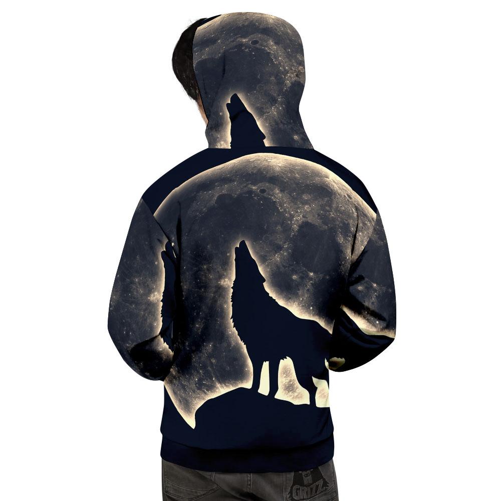 Wolf Moonlight Print Men's Hoodie-grizzshop