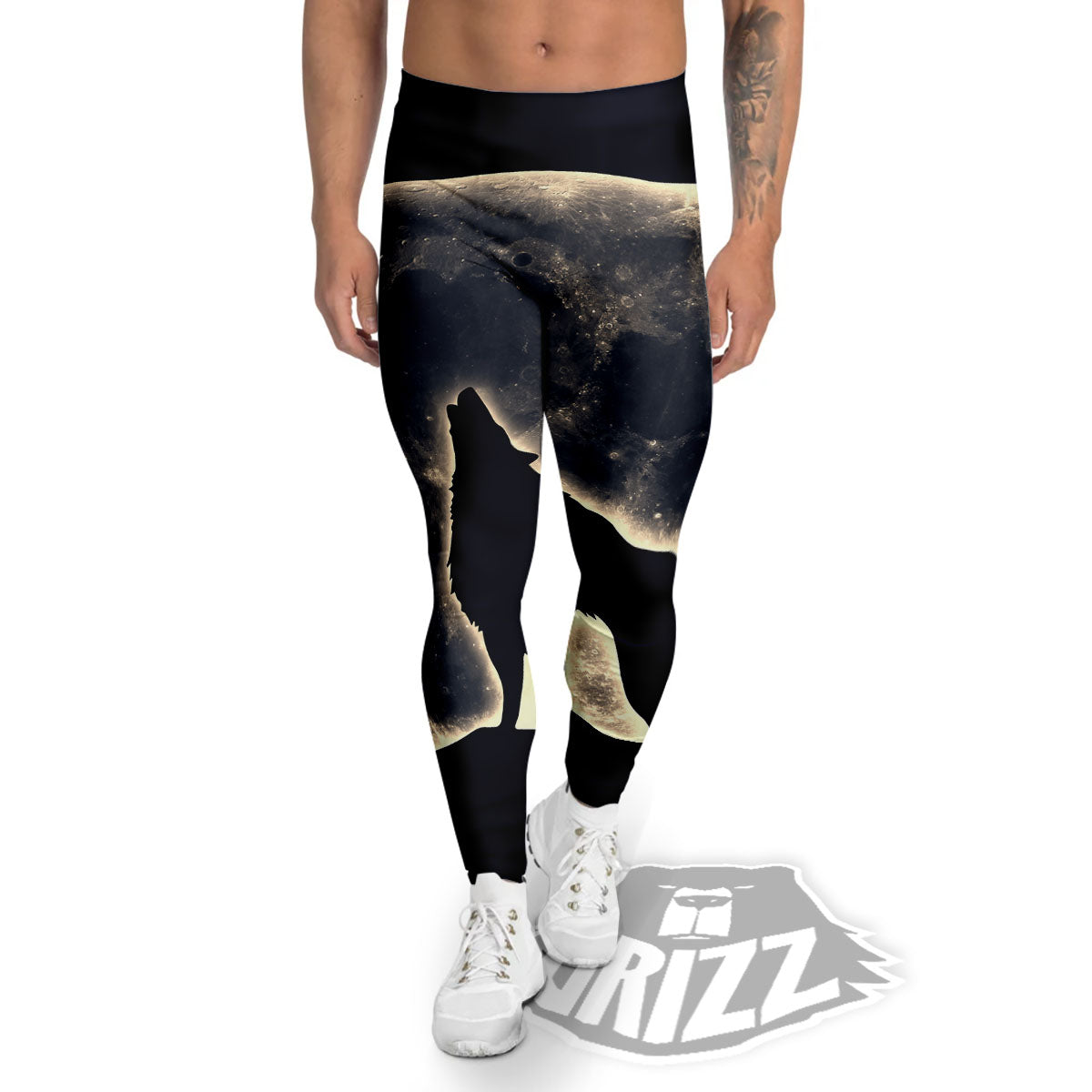 Wolf Moonlight Print Men's Leggings-grizzshop