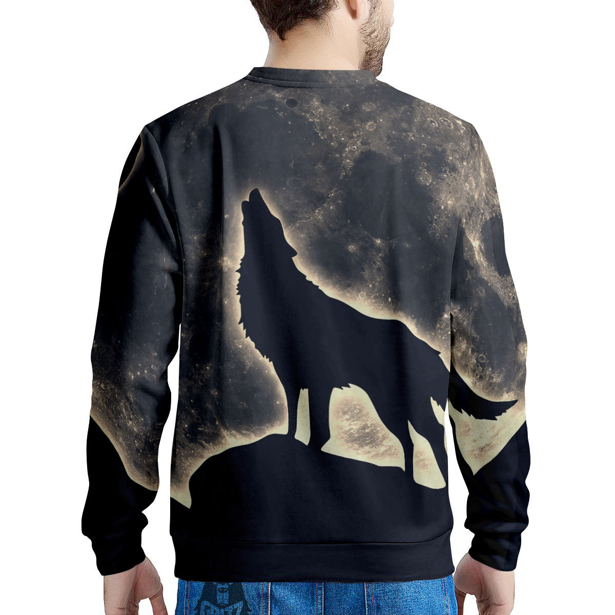 Wolf Moonlight Print Men's Sweatshirt-grizzshop