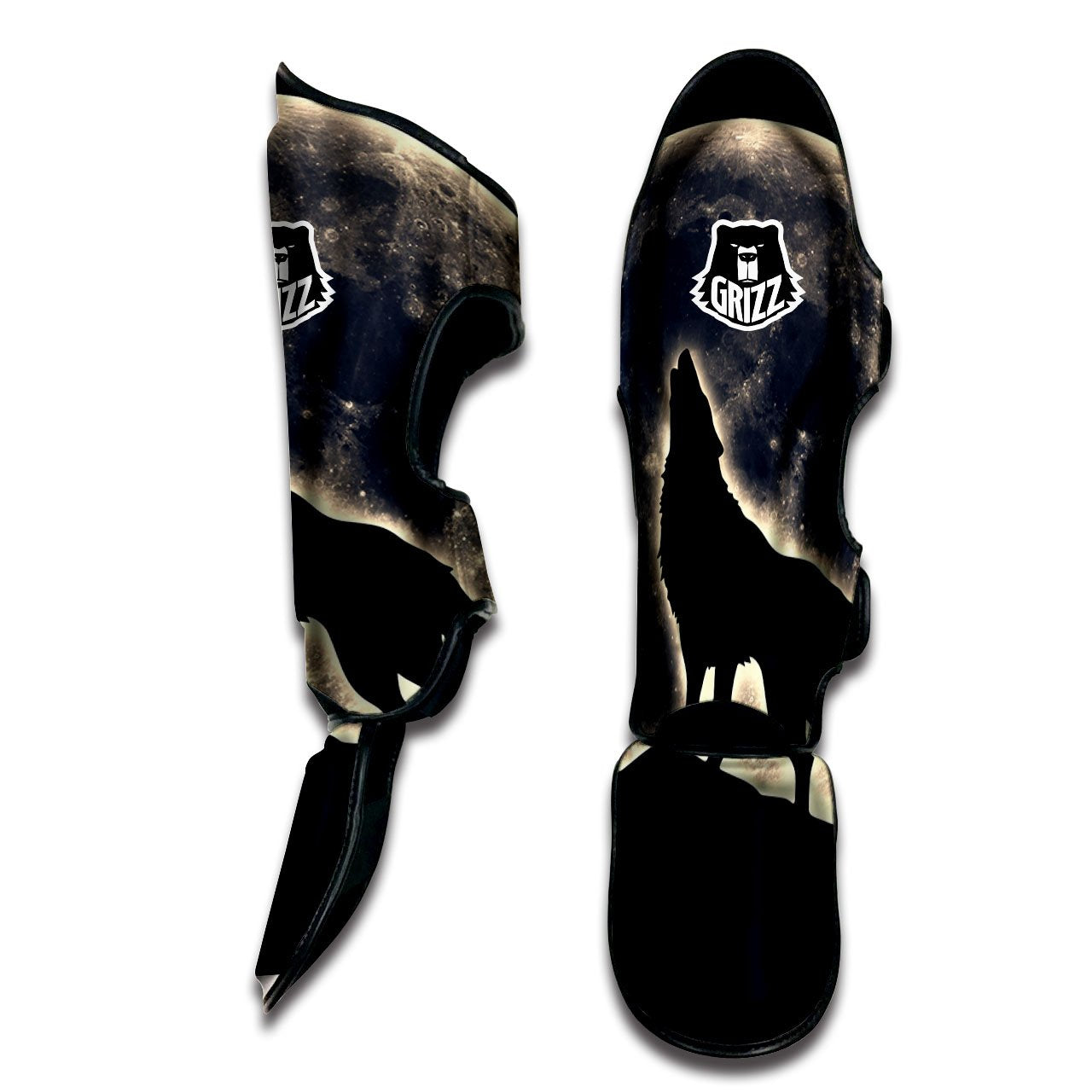 Wolf Moonlight Print Muay Thai Shin Guards-grizzshop