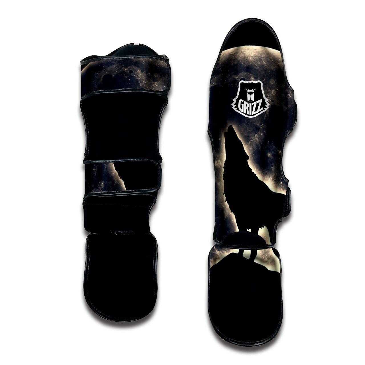 Wolf Moonlight Print Muay Thai Shin Guards-grizzshop