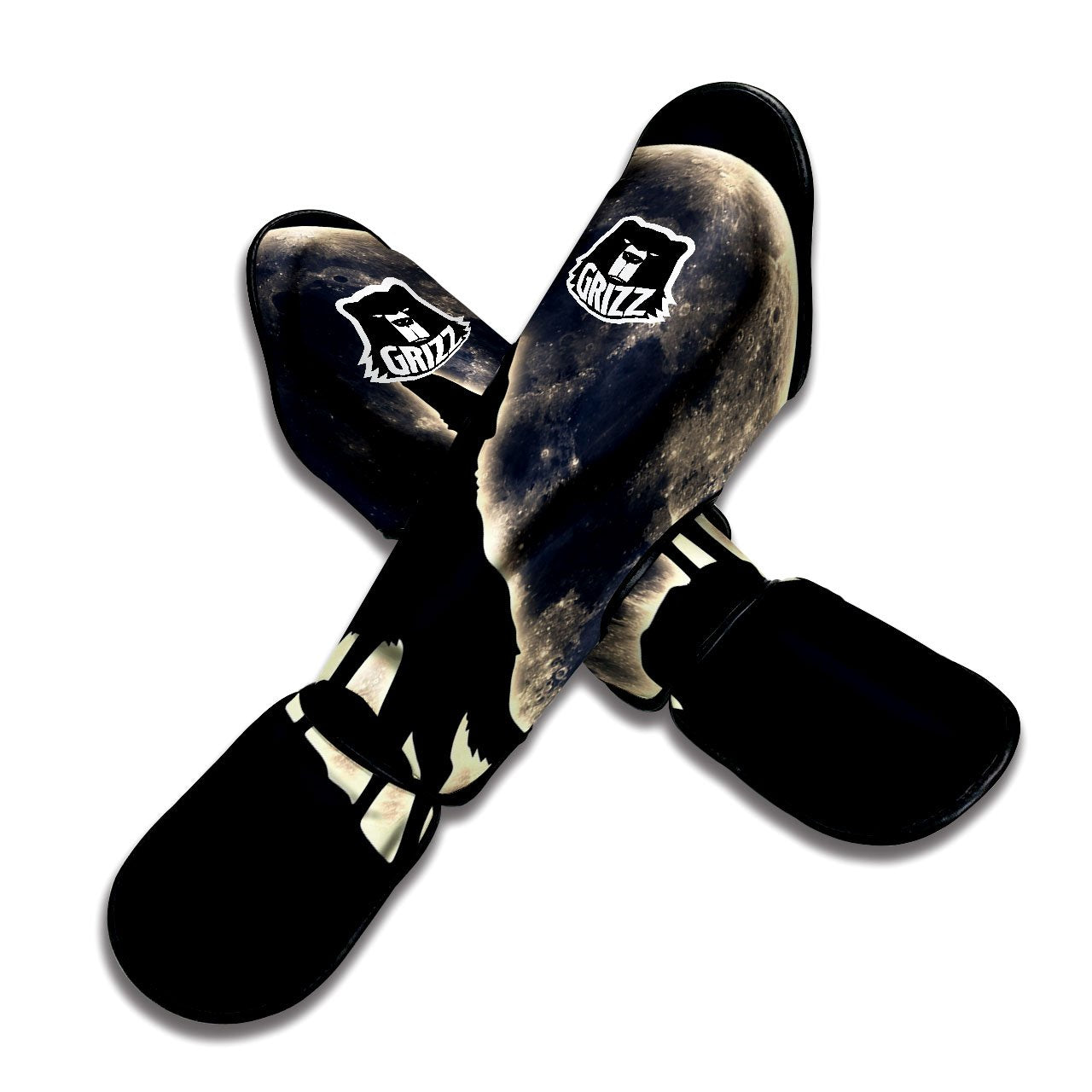 Wolf Moonlight Print Muay Thai Shin Guards-grizzshop