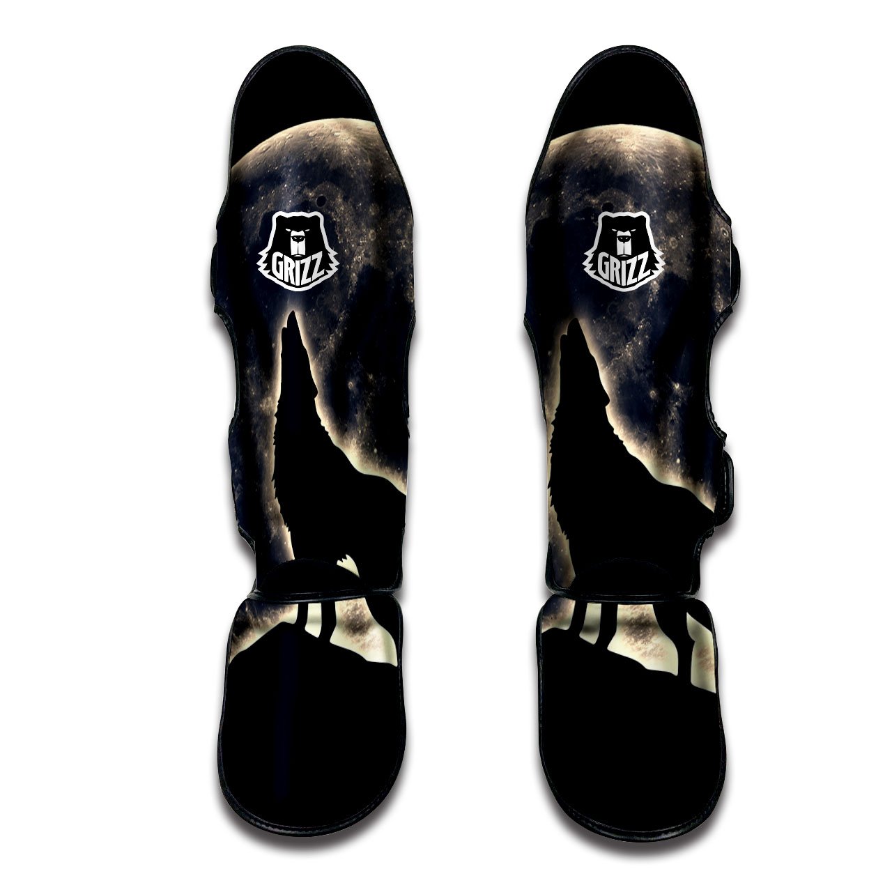 Wolf Moonlight Print Muay Thai Shin Guards-grizzshop