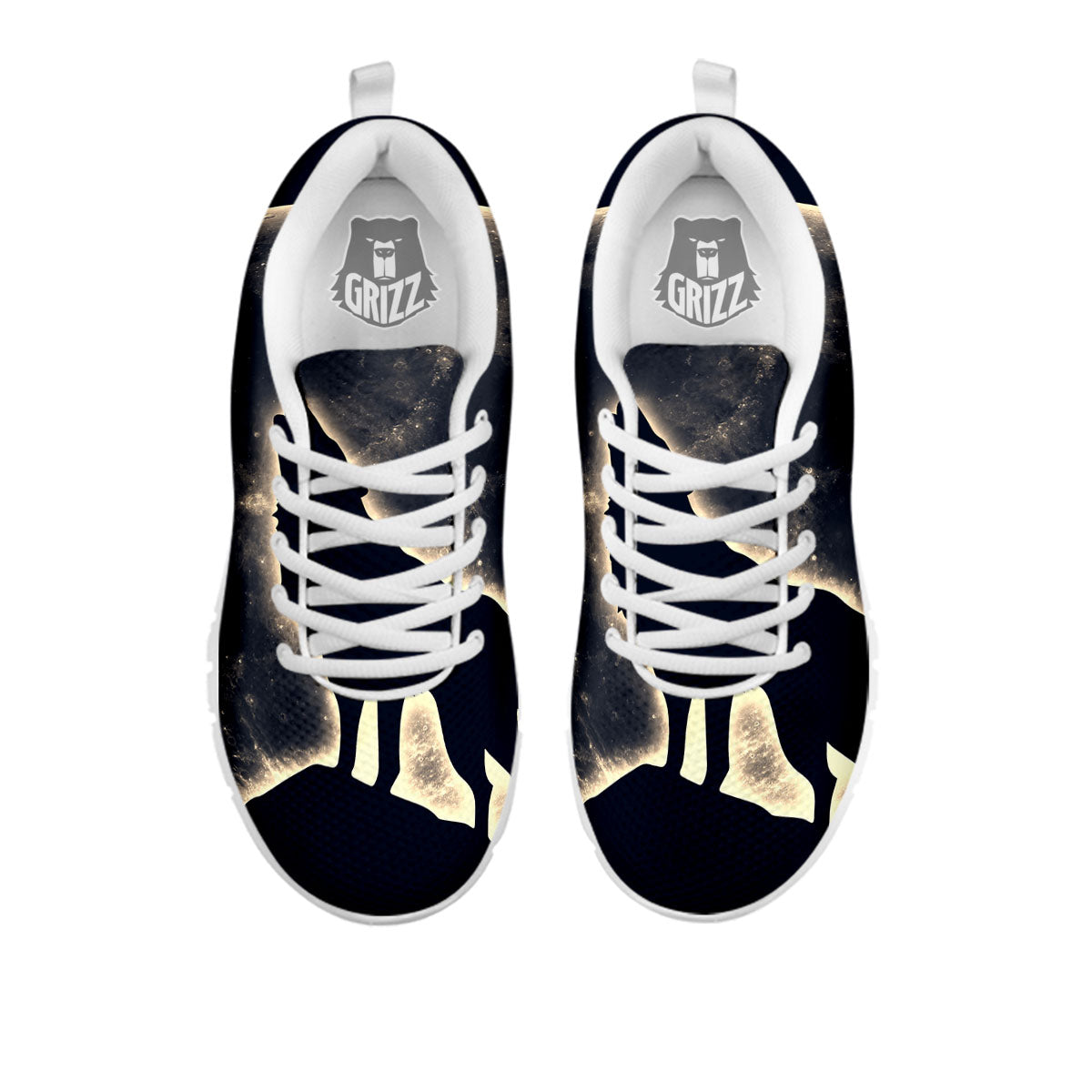 Wolf Moonlight Print White Sneaker-grizzshop