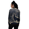 Wolf Moonlight Print Women's Bomber Jacket-grizzshop