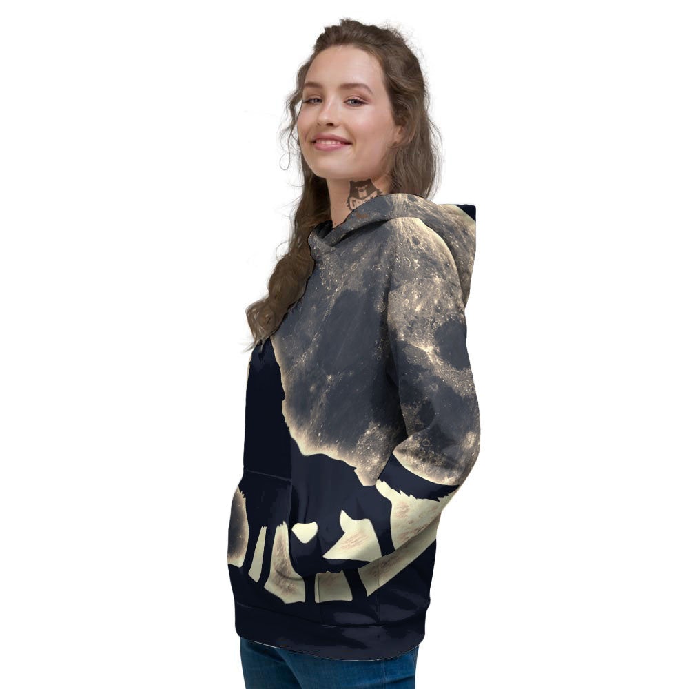 Wolf Moonlight Print Women's Hoodie-grizzshop