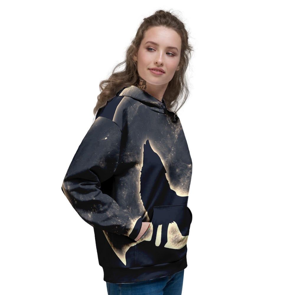 Wolf Moonlight Print Women's Hoodie-grizzshop