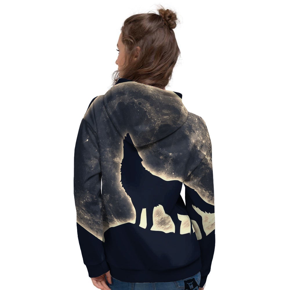 Wolf Moonlight Print Women's Hoodie-grizzshop