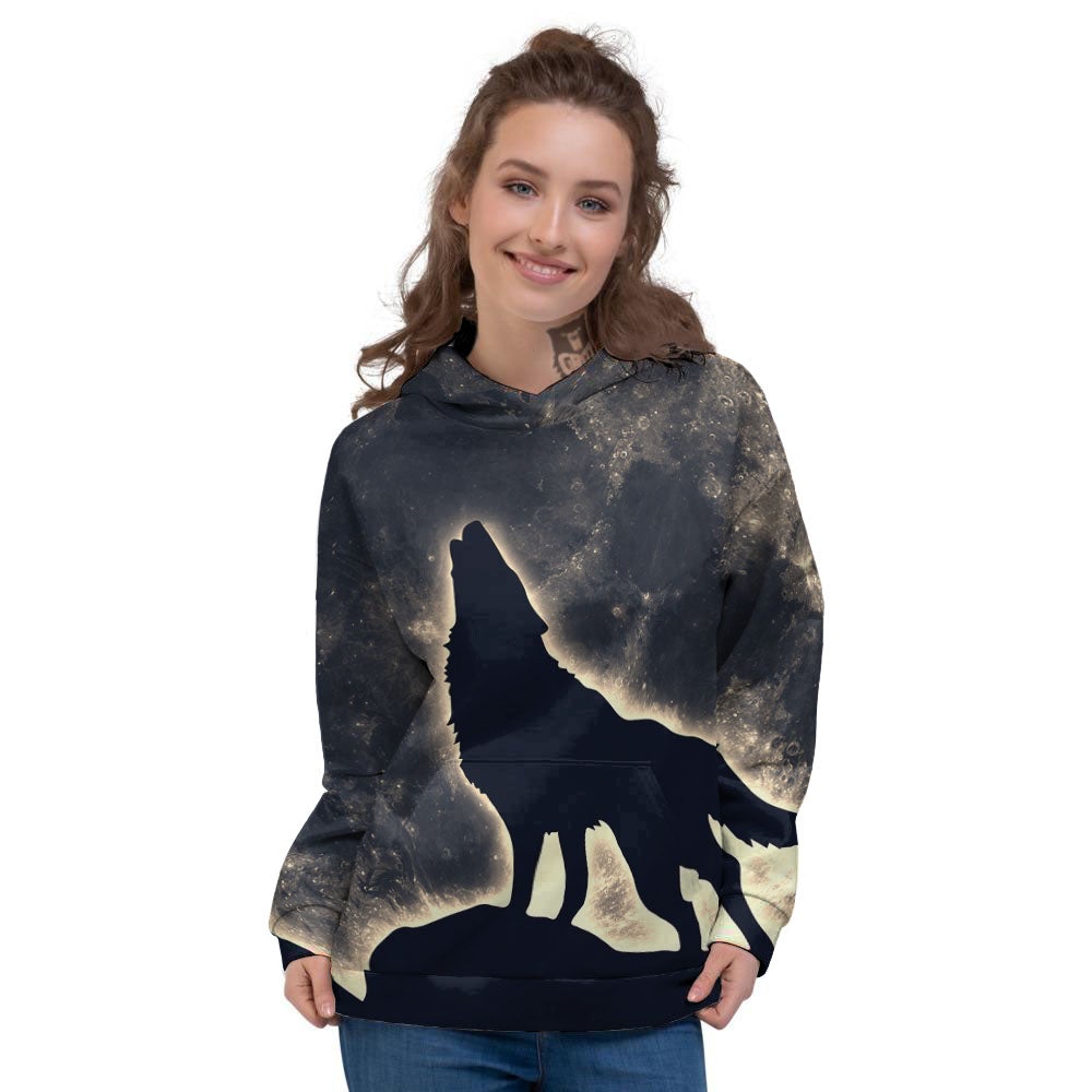 Wolf Moonlight Print Women's Hoodie-grizzshop