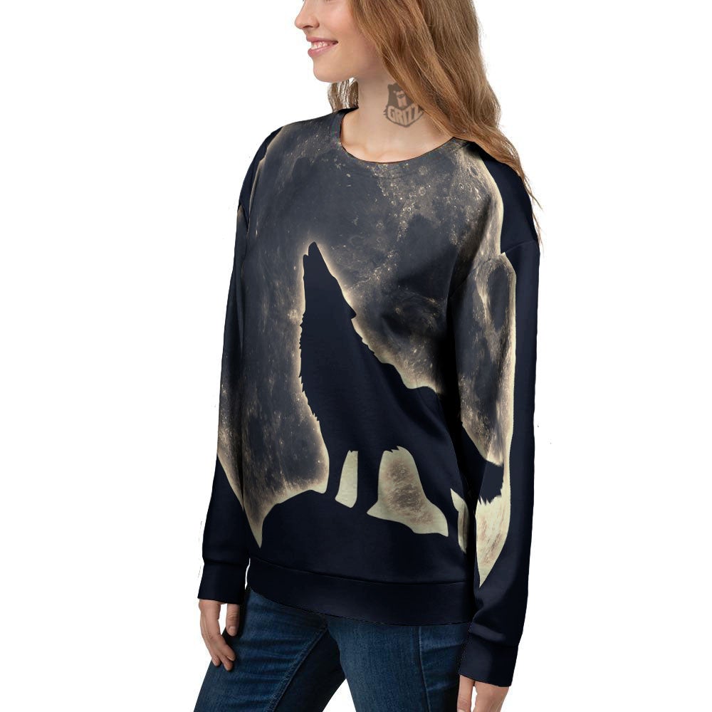 Wolf Moonlight Print Women's Sweatshirt-grizzshop