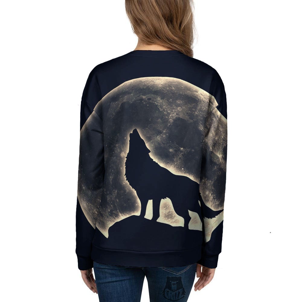 Wolf Moonlight Print Women's Sweatshirt-grizzshop
