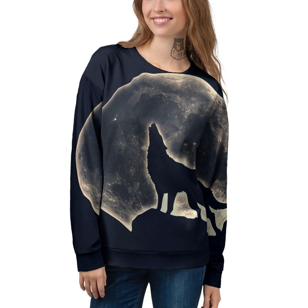 Wolf Moonlight Print Women's Sweatshirt-grizzshop