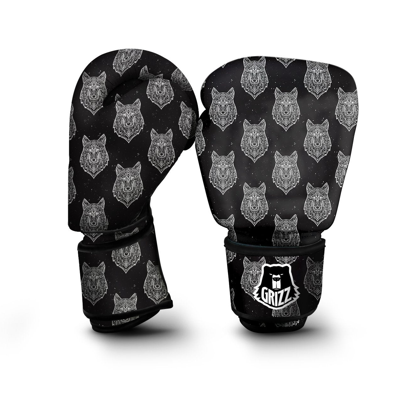 Wolf Native Tribal Print Pattern Boxing Gloves-grizzshop