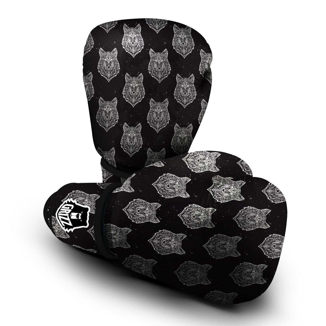 Wolf Native Tribal Print Pattern Boxing Gloves-grizzshop
