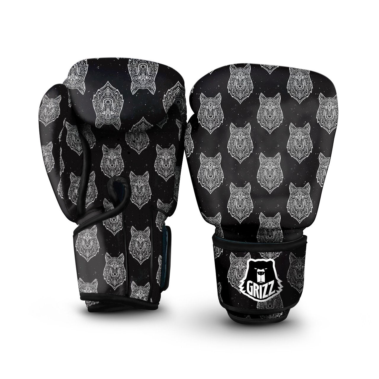 Wolf Native Tribal Print Pattern Boxing Gloves-grizzshop