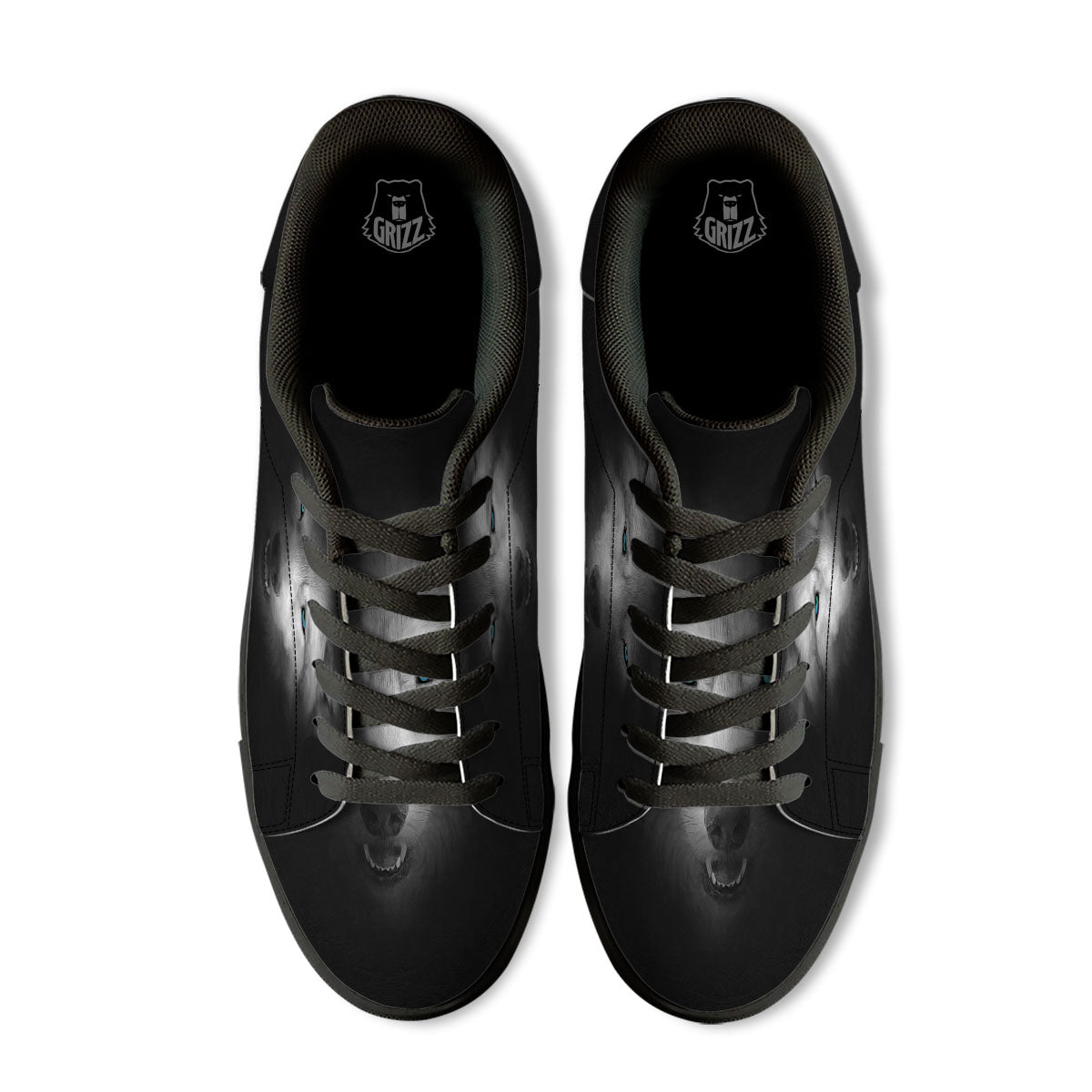 Wolf Painting Watercolor Print Black Low Top Sneakers-grizzshop