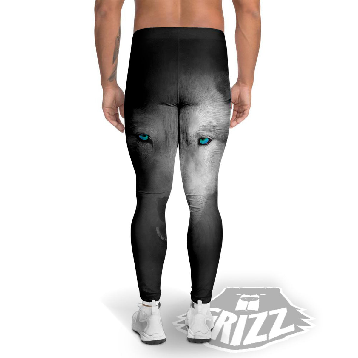 Wolf Painting Watercolor Print Men's Leggings-grizzshop