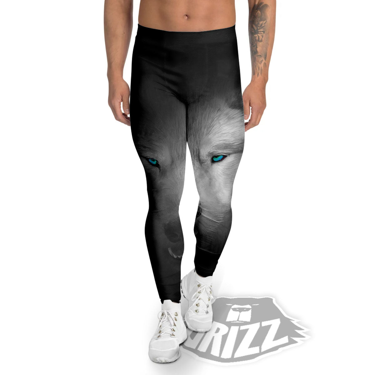Wolf Painting Watercolor Print Men's Leggings-grizzshop