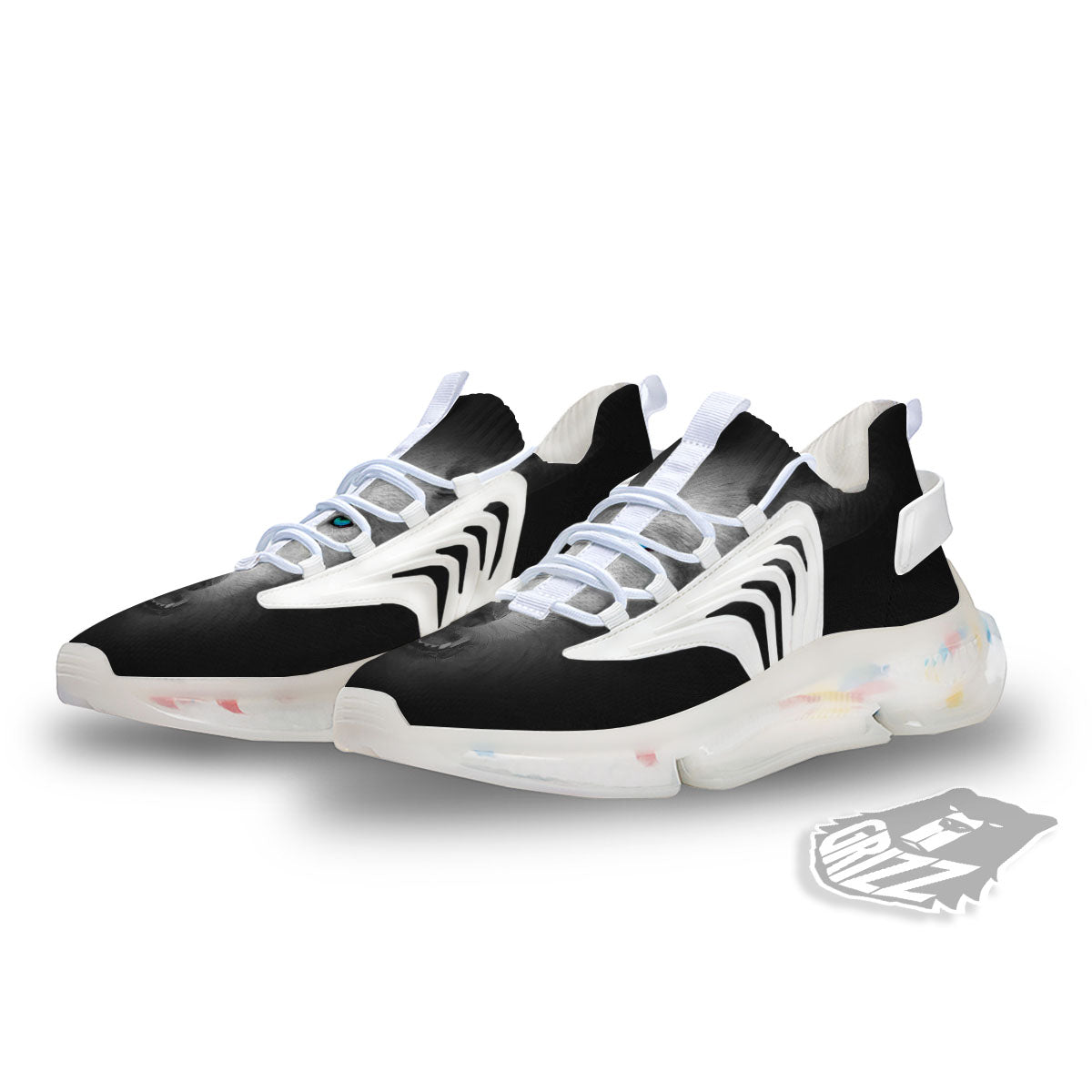 Wolf Painting Watercolor Print White Gym Shoes-grizzshop