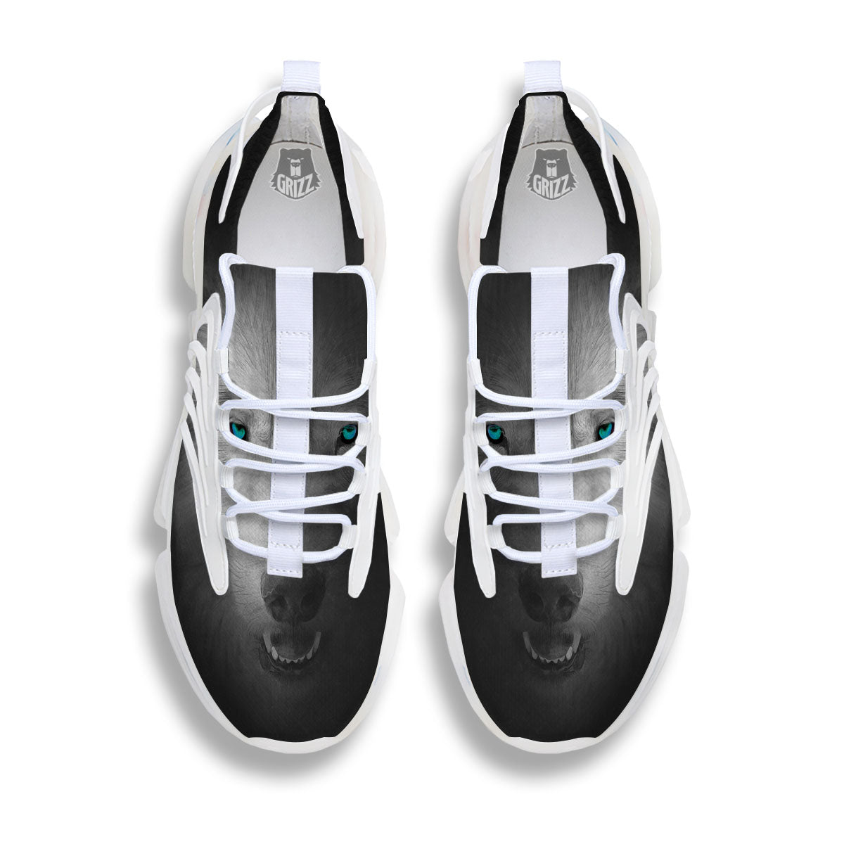Wolf Painting Watercolor Print White Gym Shoes-grizzshop