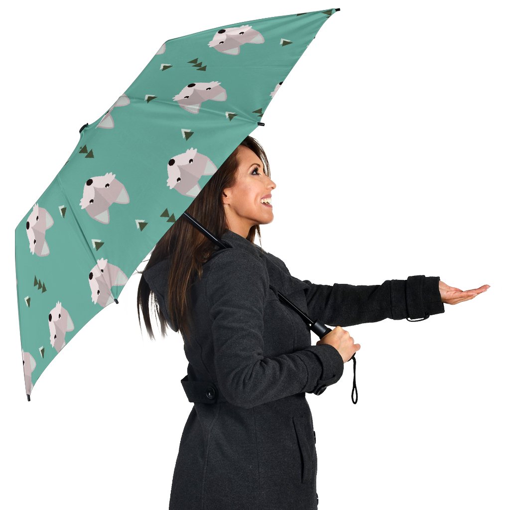 Wolf Pattern Print Automatic Foldable Umbrella-grizzshop