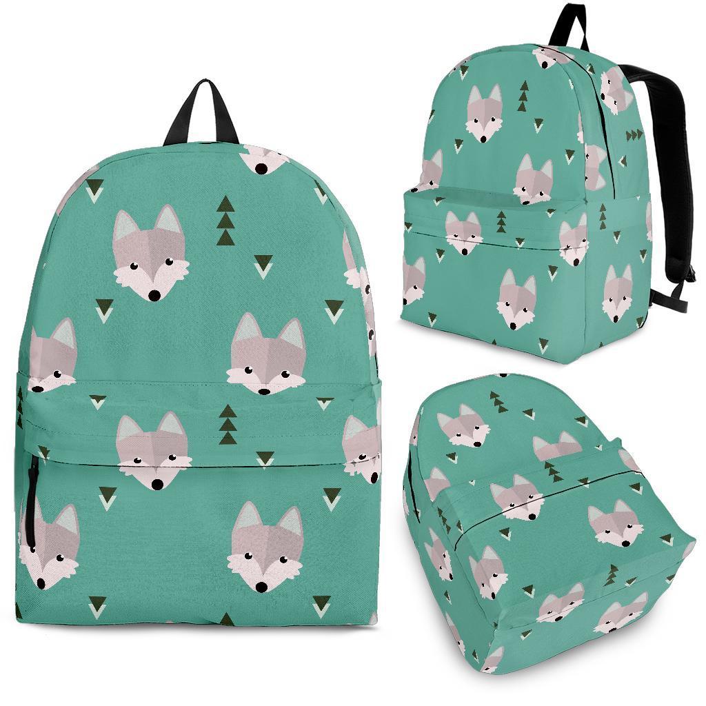 Wolf Pattern Print Backpack-grizzshop
