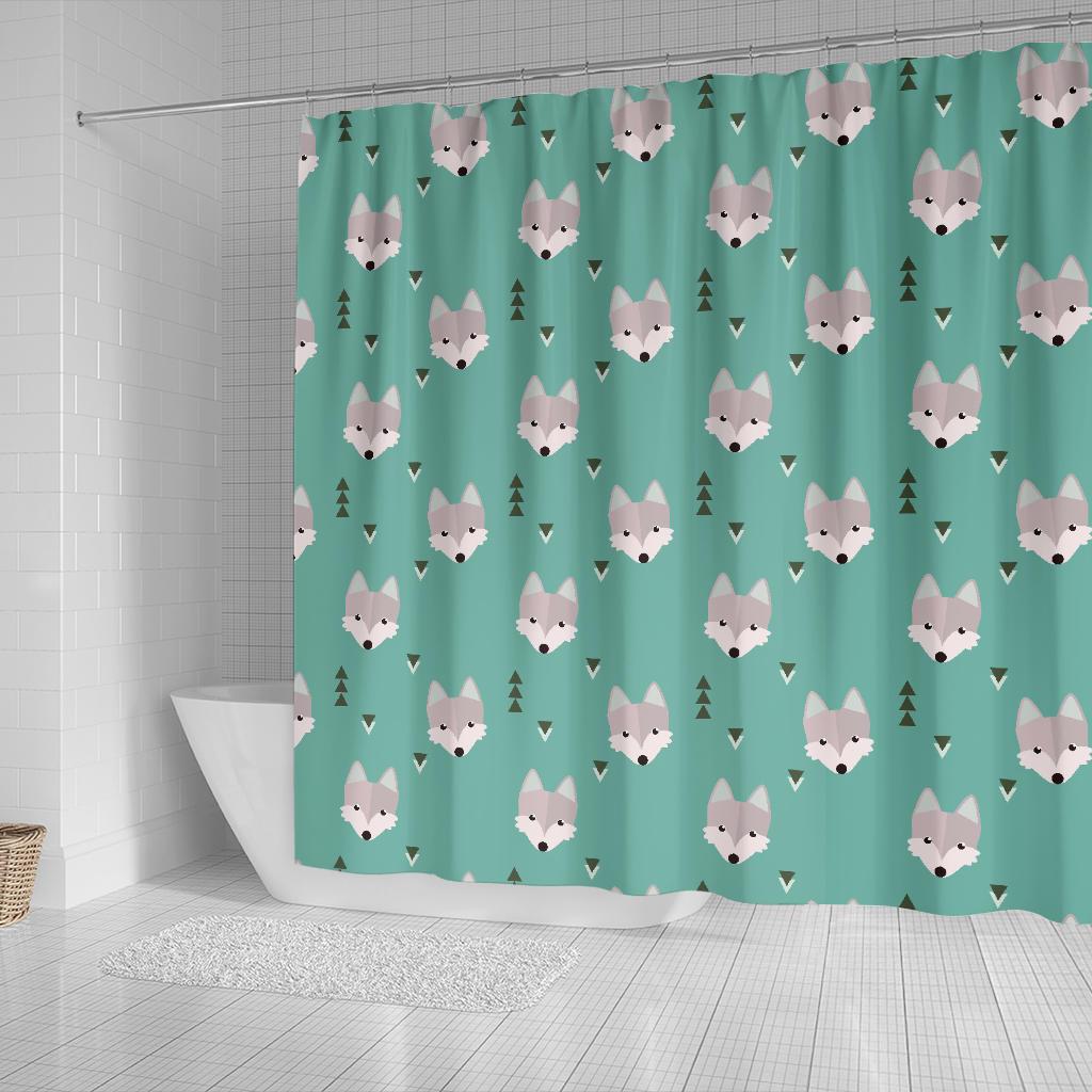 Wolf Pattern Print Bathroom Shower Curtain-grizzshop