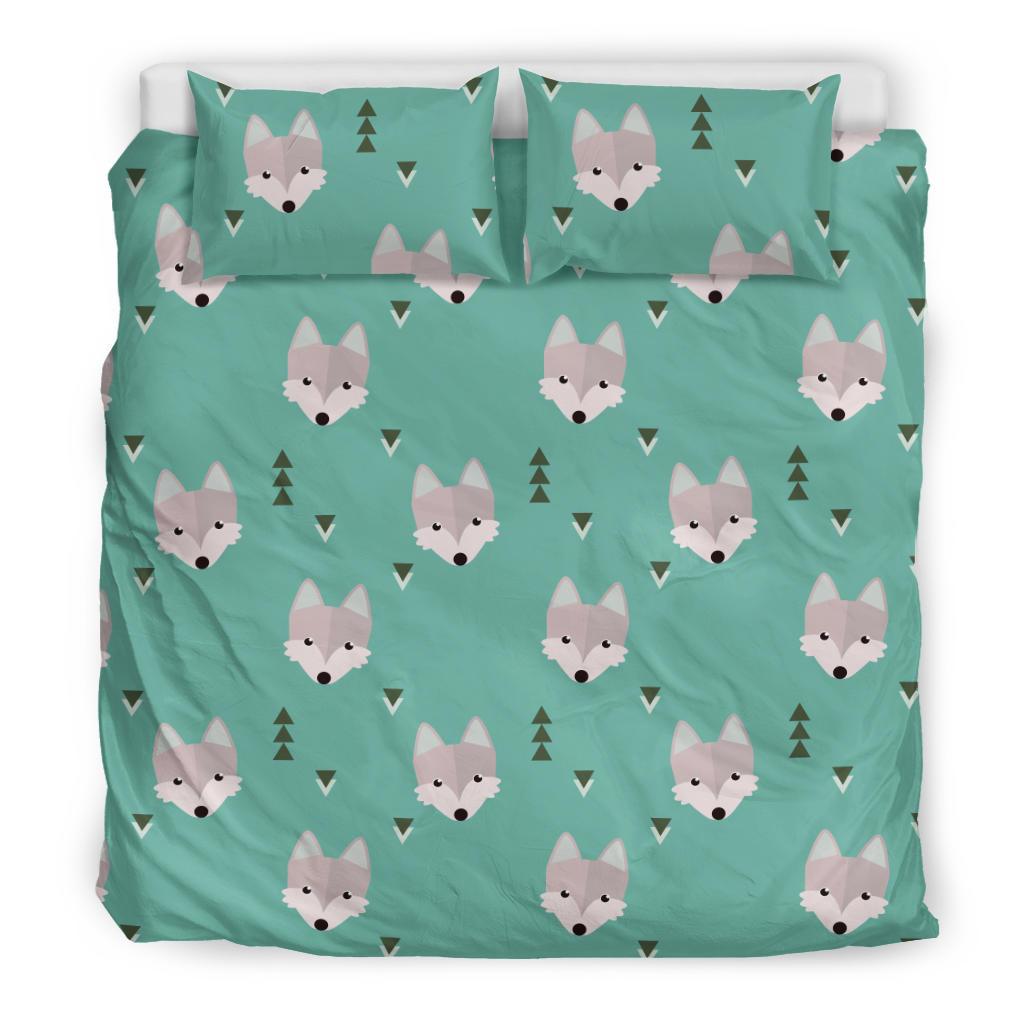 Wolf Pattern Print Duvet Cover Bedding Set-grizzshop