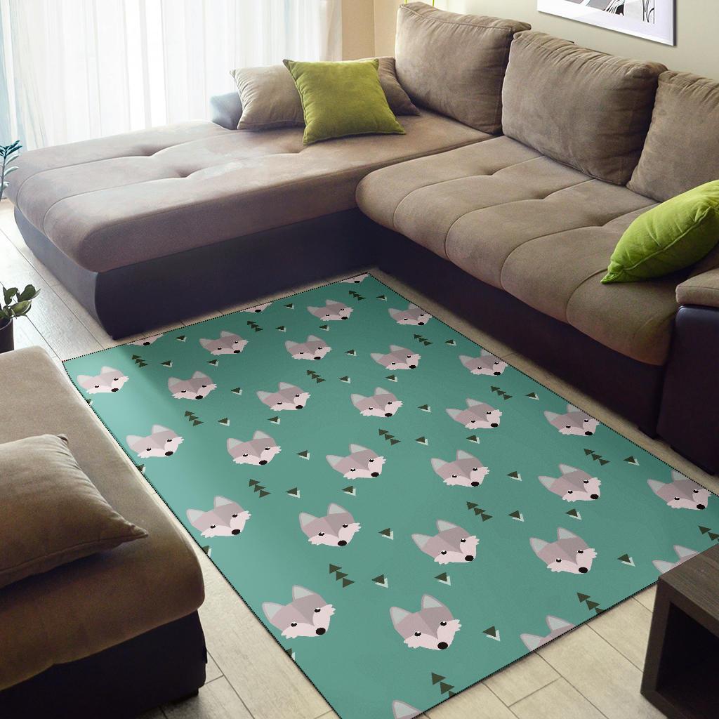 Wolf Pattern Print Floor Mat-grizzshop