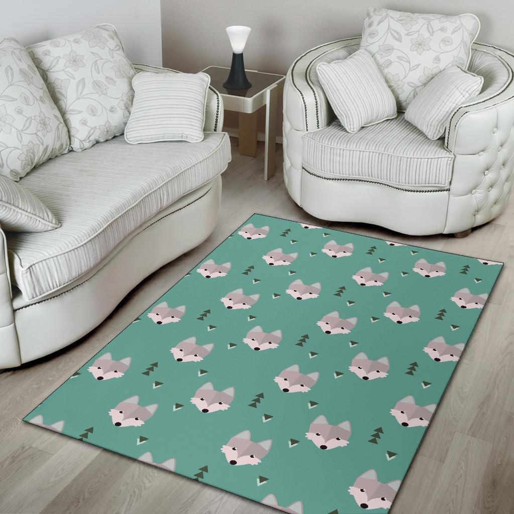 Wolf Pattern Print Floor Mat-grizzshop