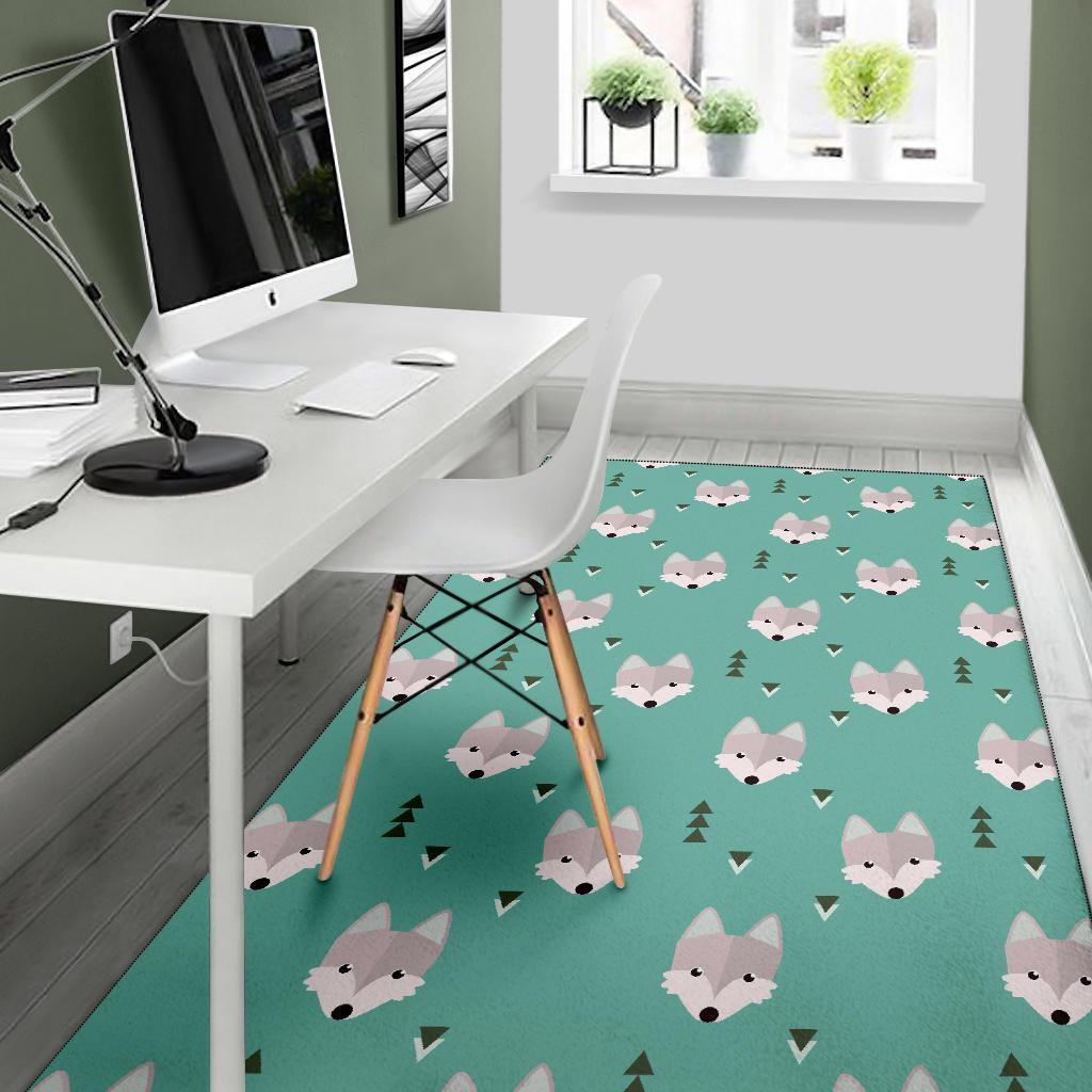 Wolf Pattern Print Floor Mat-grizzshop