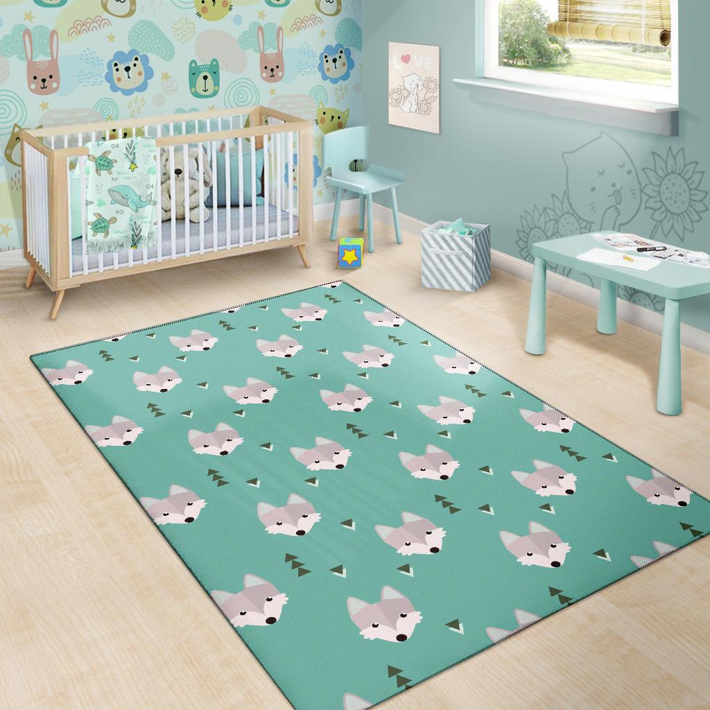 Wolf Pattern Print Floor Mat-grizzshop