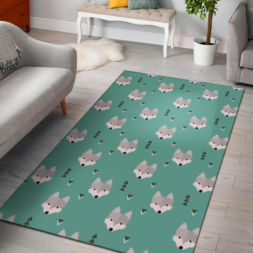 Wolf Pattern Print Floor Mat-grizzshop