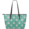 Wolf Pattern Print Leather Tote Bag-grizzshop