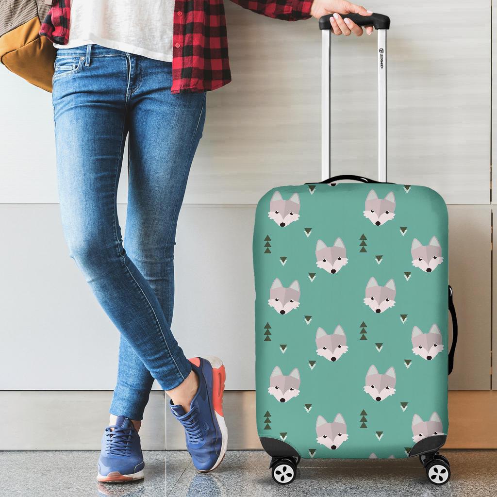 Wolf Pattern Print Luggage Cover Protector-grizzshop