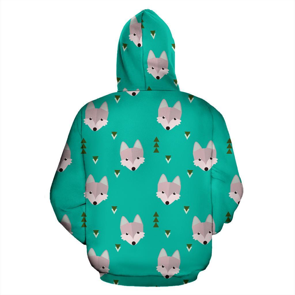 Wolf Pattern Print Men Women Pullover Hoodie-grizzshop