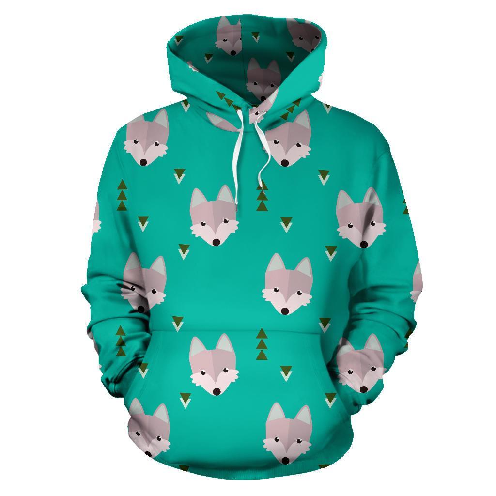 Wolf Pattern Print Men Women Pullover Hoodie-grizzshop