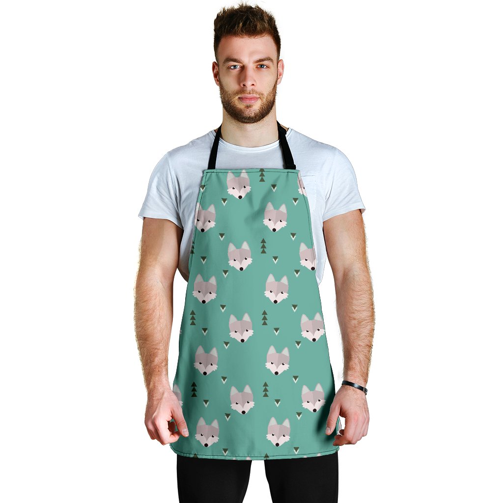 Wolf Pattern Print Men's Apron-grizzshop