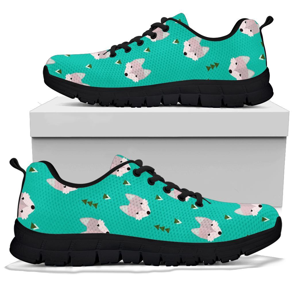 Wolf Pattern Print Sneaker Shoes For Men Women-grizzshop