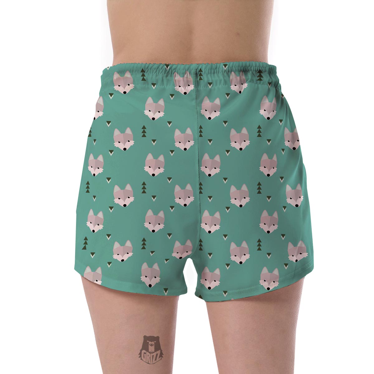 Wolf Pattern Print Women's Shorts-grizzshop