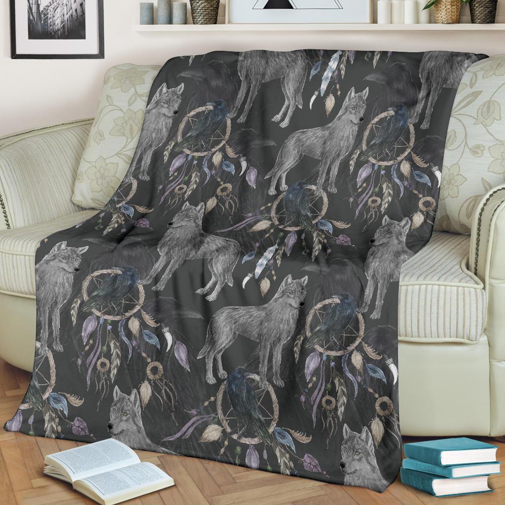 Wolf Print Pattern Blanket-grizzshop