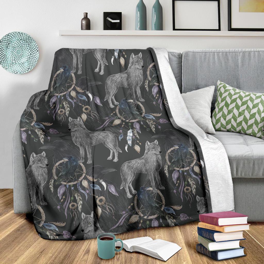 Wolf Print Pattern Blanket-grizzshop