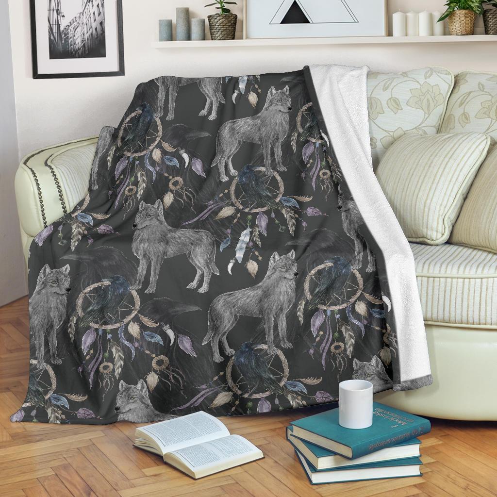 Wolf Print Pattern Blanket-grizzshop