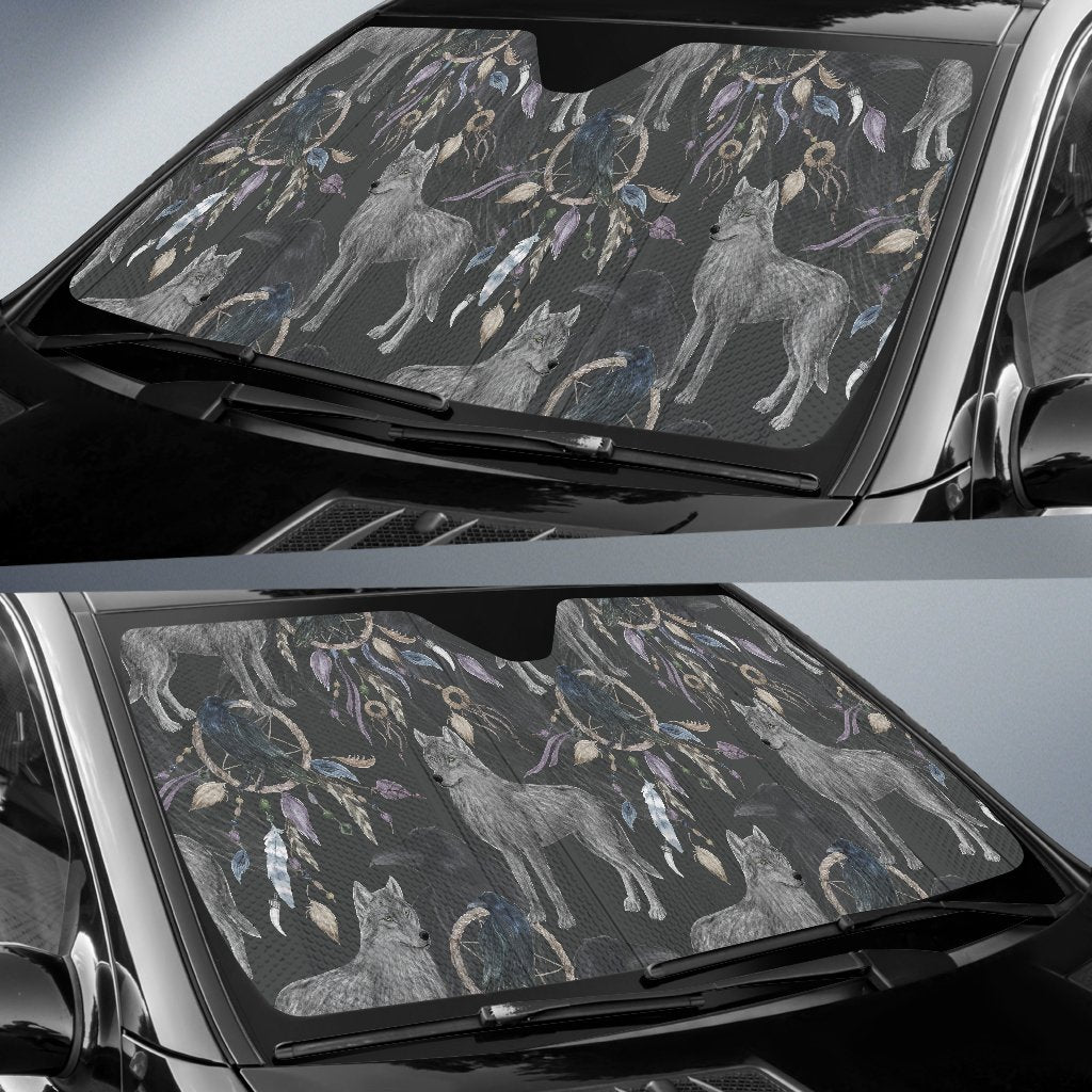 Wolf Print Pattern Car Sun Shade-grizzshop